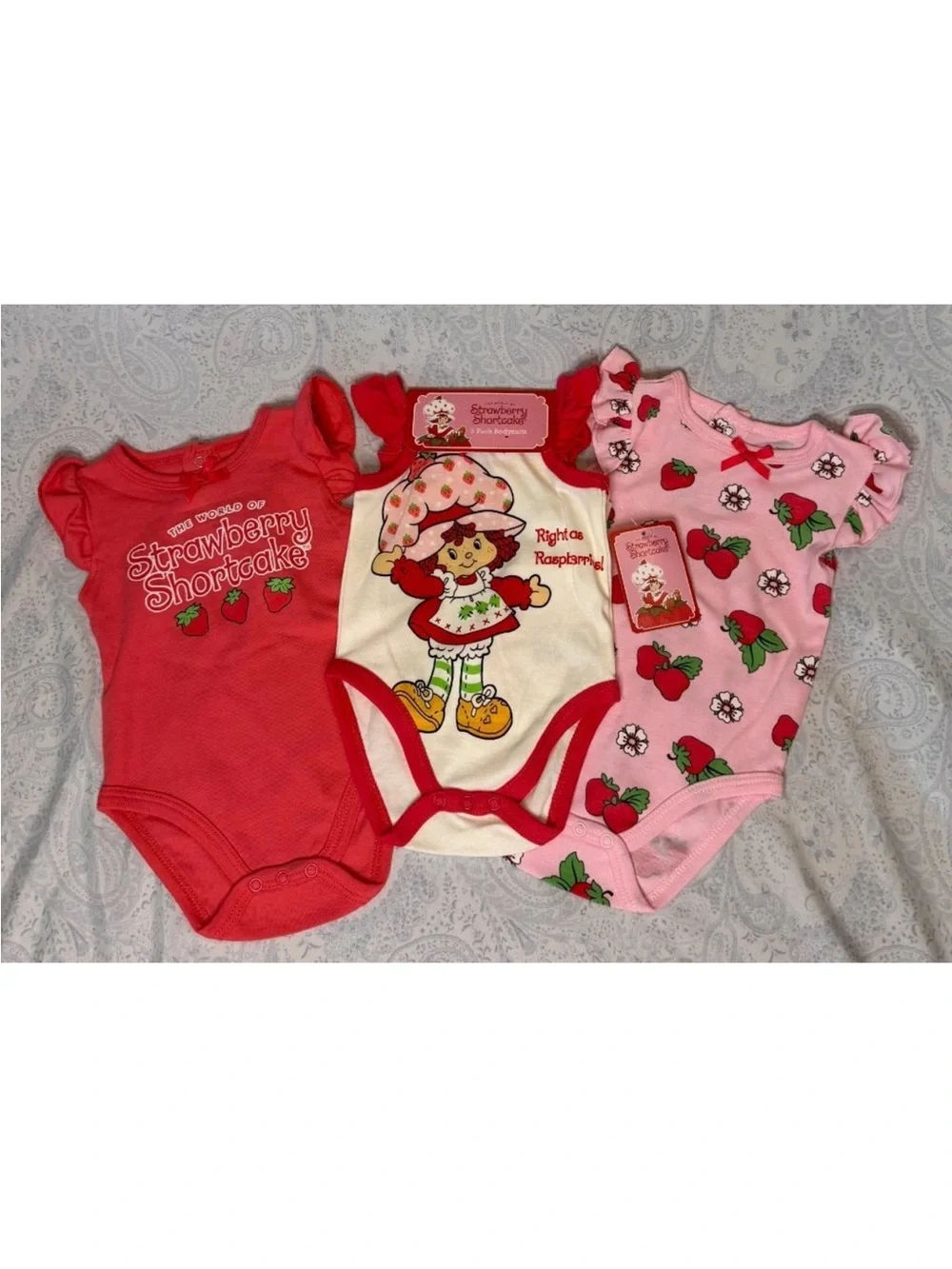 Strawberry Shortcake Infants Pink & Red One-Piece Bodysuit 3 piece Set